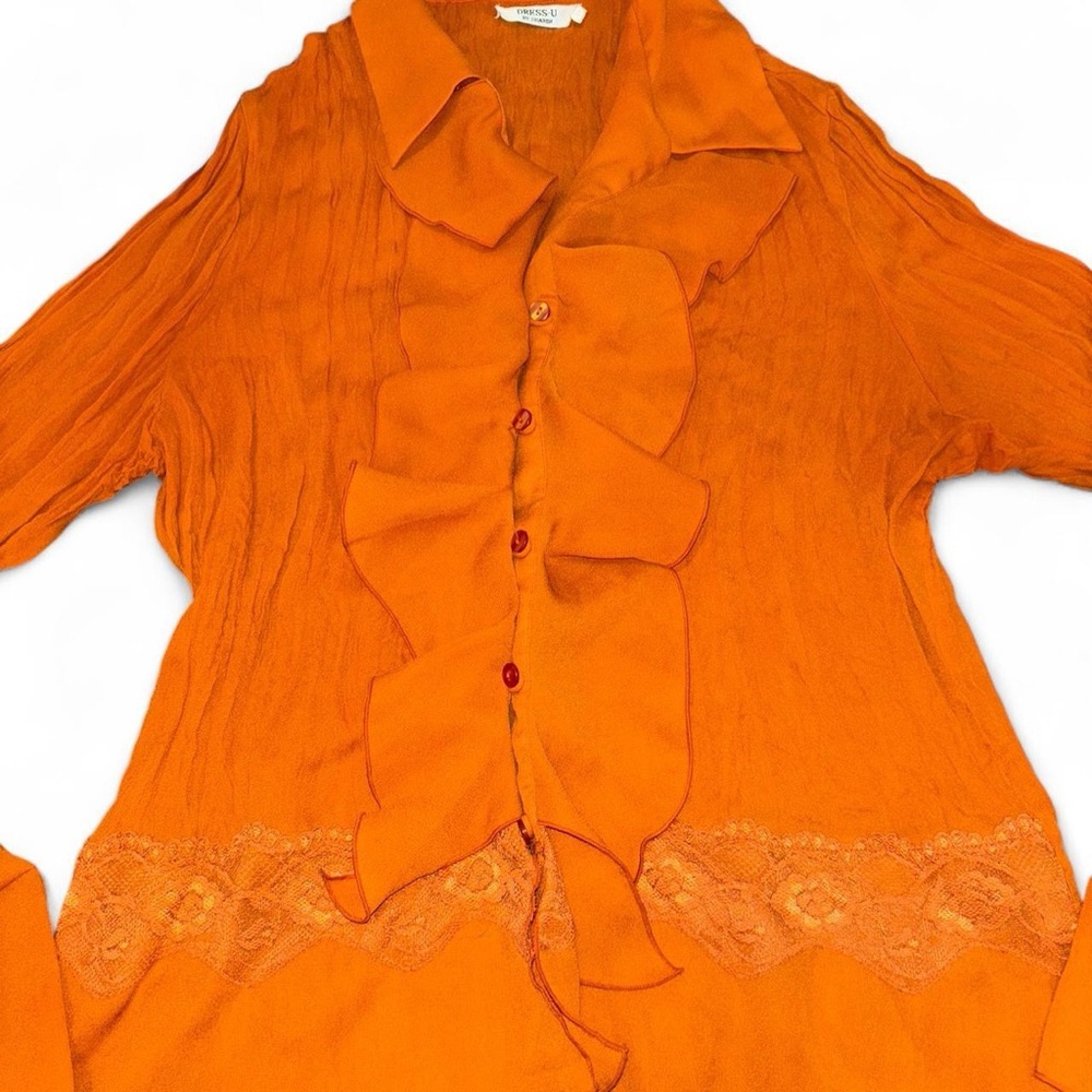 Orange Ruffled Women's Top - Picture 2 of 7